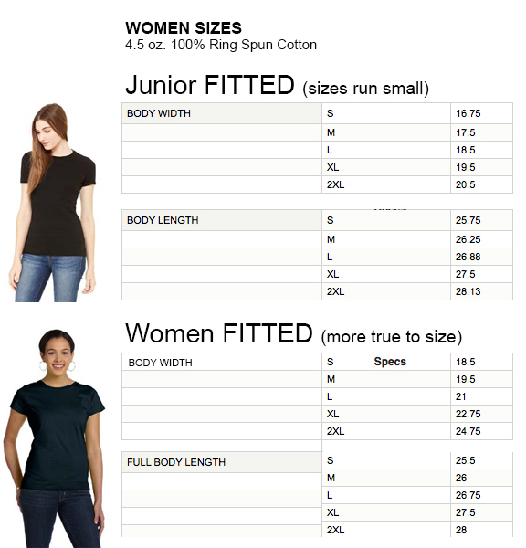 Junior Women's Size Chart